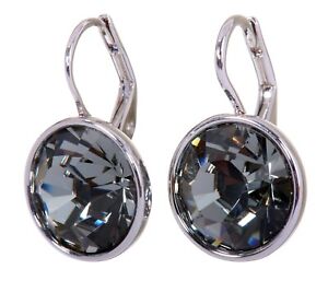 Crystals From Swarovski Black Diamond Bella Earrings Rhodium Authentic 7171s