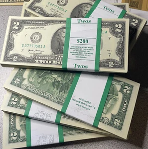 NUEVO 2017-A Paquete de 100 billetes de $2 de dos dólares (CHICAGO “G”) Serie ¡GUAU!! - Imagen 1 de 14