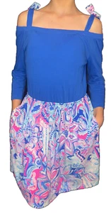 Lilly Pulitzer Preppy Designer Multicolor Floral Print Cold Shoulder Dress 8-10 - Picture 1 of 10