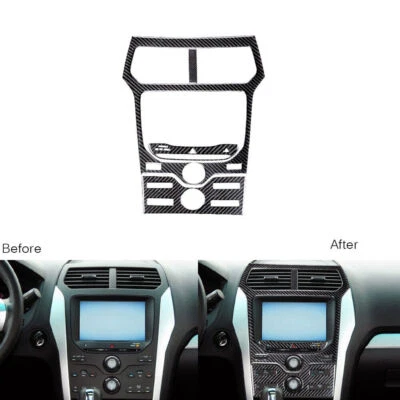 Cubierta de panel de control de radio de consola de fibra de carbono 4 piezas para Ford Explorer 2011-14  Foto 1 de 4