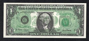 2001 $1 *STAR* FRN “FULL BACK TO FACE OFFSET PRINTING ERROR” GEM UNCIRCULATED - Picture 1 of 2