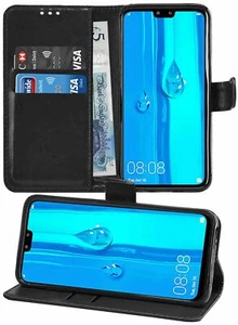 Huawei Y9 2019 Premium Leather Wallet Flip Cover Pouch Book - Picture 1 of 15