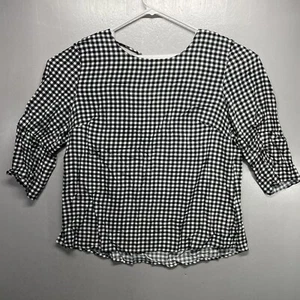 Maurices Peasant Blouse Boho Plaid 3/4 Flare Bell Sleeve Plus Sz 1 NWT - Picture 1 of 8