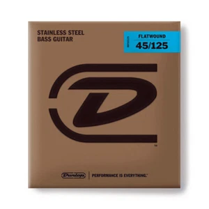 Dunlop DBFS45125 Flatwound, cinque corde per bassi elettrici, 45-125, set completo di corde - Foto 1 di 12