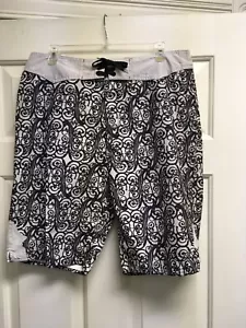 Paul Frank Black White Pink Scrolled Spiral Men's Swim Trunks Board Shorts 34 - Picture 1 of 7