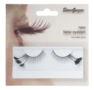 Stargazer False Eyelashes #44 Black with Side Feather Design Easy Use With Glue - Picture 1 of 1