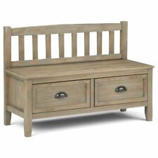 Burlington 42 Inch Entryway Storage Bench With Drawers in Distressed Grey