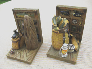 Camping and Fishing Themed Resin Bookends / 6"TX4"WX THICK 1/2"
