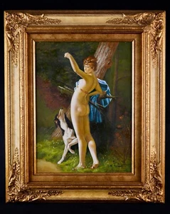 Vintage Framed Oil on Board "Diana the Huntress" After C.A.Coëssin de la Fosse - Picture 1 of 14