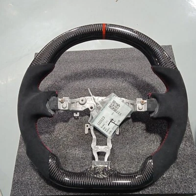 Volante de fibra de carbono real brillante con gamuza para Nissan 370z QX70 09-21 Foto 1 de 2