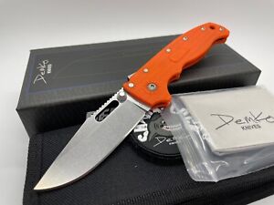 Demko AD20.5 Pocket Knife, AUS10A Clip Point Blade, Orange Grivory, Shark Lock