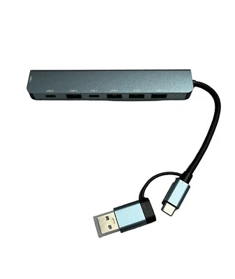 7 in 1 USB 2.0 Hub Multiport Card Reader Adapter Laptop Docking Station Type-C - Image 1 of 3