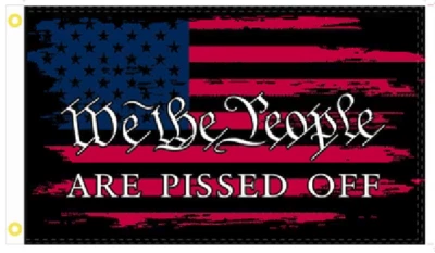 3X5 WE THE PEOPLE ARE PISSED OFF MAPA DE ESTADOS UNIDOS NEGRO BANDERA ROJA PANCARTA OJALES 100D Foto 1 de 3