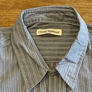 £169 OLIVER SPENCER MENS LUXURY STRIPE COTTON CASUAL SHIRT MADE PORTUGAL D1 - Picture 1 of 11