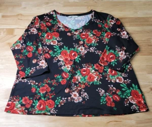 The Pioneer Woman Long Sleeve V-Neck T-Shirt X-Large Floral Print Black NWT - Picture 1 of 6
