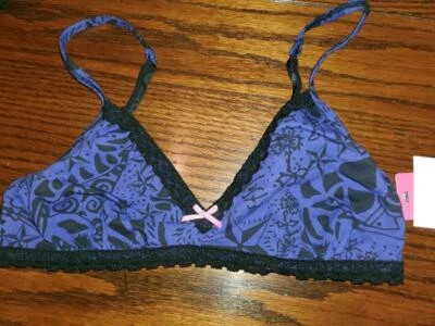 NUEVO CON ETIQUETAS SUJETADOR DE DORMIR BETSEY JOHNSON WIREFREE BRALETTE ALGODÓN 725128 GBVLT 402 ROYAL S Foto 1 de 2