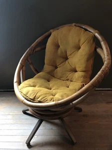 Middletown Mfg Co Mid Century Modern Rattan Swivel Lounge Chair Nice READ - Picture 1 of 12