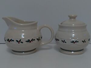 New ListingLongaberger -Pottery-Nos (Open)- Woven Traditions Sugar & Creamer Set - in Holly