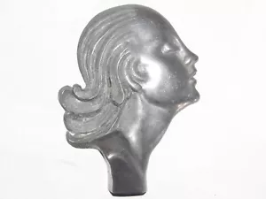 04J10 Old Paperweight Woman Profile Statue Regule Sculpture Art Deco - Picture 1 of 3