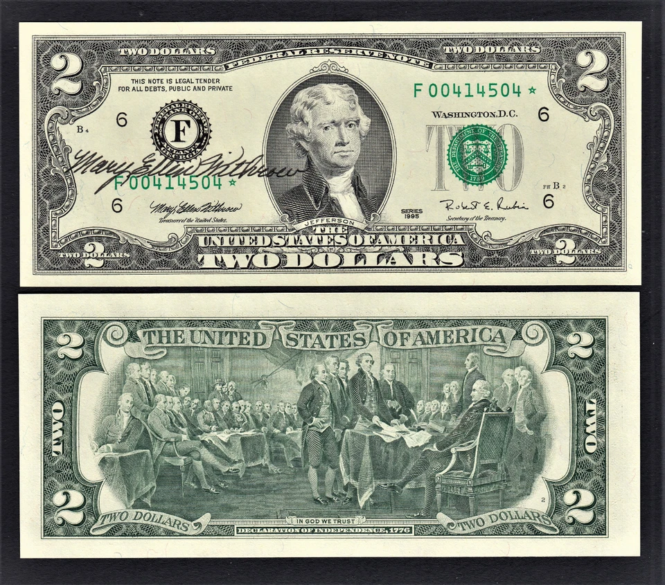 1995 STAR $2 ATLANTA Autographed by Mary Ellen Withrow UNC - Image 1 of 1