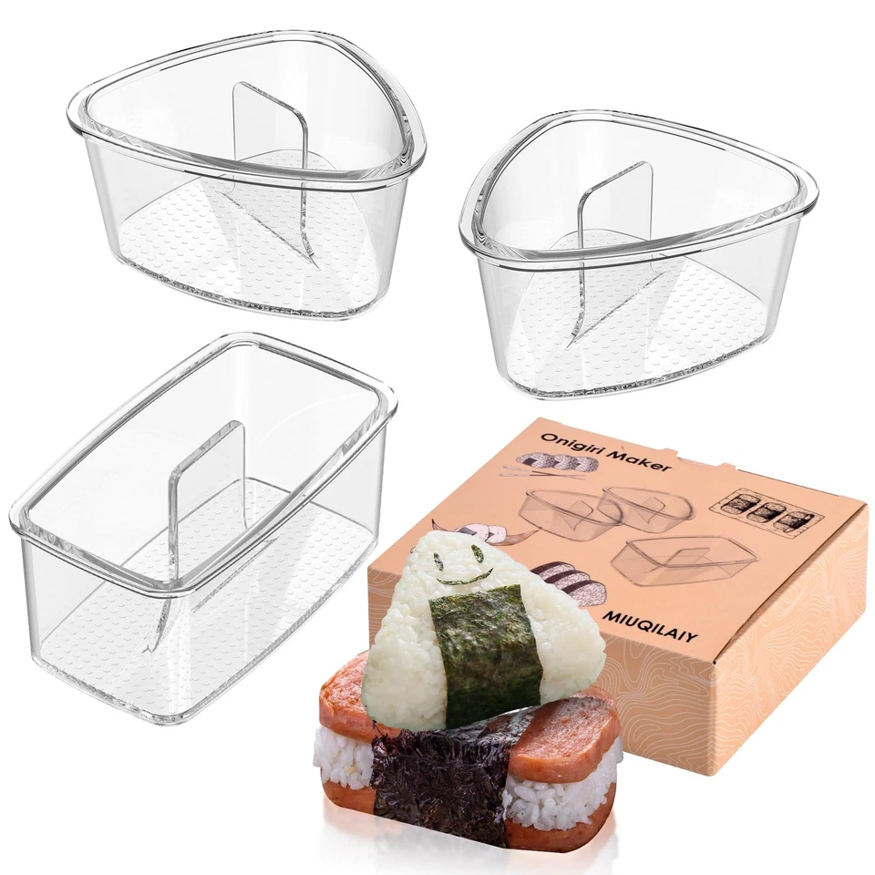 3PCS Clear Onigiri Rice Ball Mold Maker Kit, Musubi Press, Triangle Sushi Press - Image 1 of 4