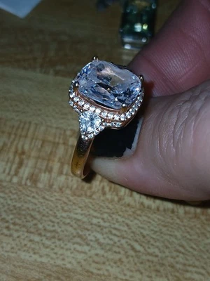 Precioso anillo de plata esterlina con circonita cúbica de oro amarillo de 14 quilates talla 10 Foto 1 de 4