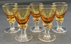 Lisa Amber Cocktail Glasses 3 1/4" By George Borgfeldt Set Of 5 - Picture 1 of 7