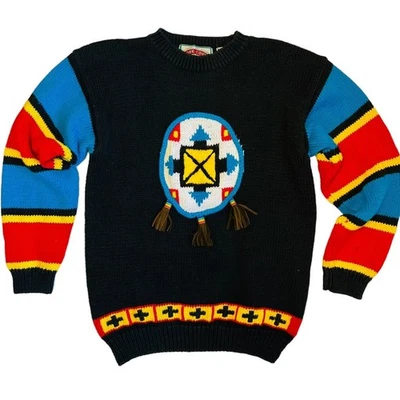 Suéter Pine Cove Para Mujer Talla S Vintage Negro Atrapasueños Tejido Western Años 90 Foto 1 de 4