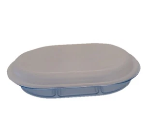 Tupperware Preludio Hors D'oeuvre Tray w/Dividers Blue Plastic M2015A-1 Vintage - Picture 1 of 11