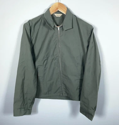 60 年代金叶工作夹克男式大号绿色美国制造 Simco 拉链方格合身 — 第 1/4 张图片