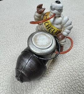 Vintage Michelin Man Bibendum on Air Compressor Hollow Cast Iron Model RARE - Picture 1 of 6