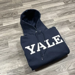 CHAMPION YALE Graphic Pullover Dark Blue Hooded Sweatshirt Hoodie Men's Size S - Picture 1 of 8