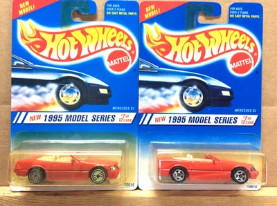 HOT WHEELS  1995 MODEL SERIES  "LOT OF 2"  WHEEL VAR.  MERCEDES SL   "READ INFO" - Image 1 of 3