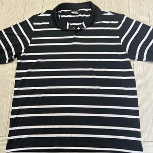 Nike Golf Polo Shirt Uomo XL Nero Bianco Righe Dri-FIT Performance Swoosh - Foto 1 di 6