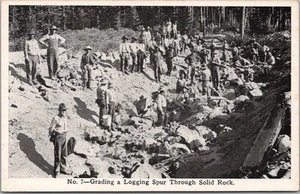 Postal de California de McCLOUD RIVER LUMBER CO. de la década de 1960 "Grading a Logging Spur" - Imagen 1 de 2