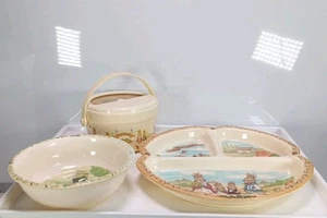 PECO Pecoware Melamine Rabbit Dish Plate Bowl Set Travel Slide Snack Container - Picture 1 of 5