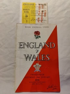 Rugby Union Programme & PLAYERS TICKET 18th January 1958 England V Wales - Picture 1 of 10