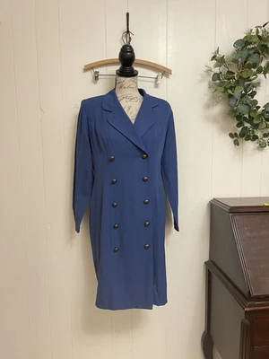 Vestido Chaqueta Azul Real Doble Pecho Corte Vaina Azafata Carrera Vestido 10 Foto 1 de 4