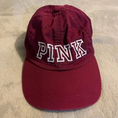 粉色维多利亚的秘密勃艮第棒球帽女式可调节休闲 OSFA — 第 1/4 张图片