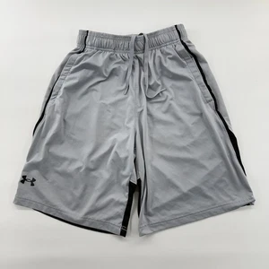 Under Armour Athletic Shorts Gray Black Loose Fit Mens Small Pockets Drawstring - Picture 1 of 7