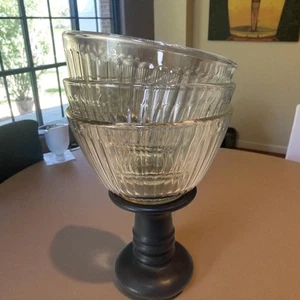 Pyrex Ribbed Clear Glass 7401-S Mixing Bowl 3 Cup Made in USA set of 3 - Picture 1 of 6