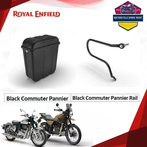 Royal Enfield Black Commuter Pannier Rail & Commuter Pannier For Meteor 350 - Picture 1 of 6