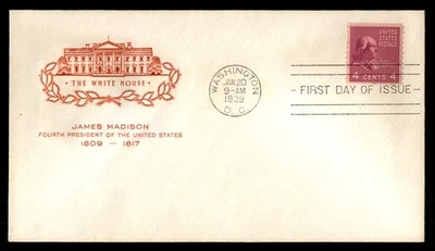 Mayfairstamps US FDC 1939 Washington D.C. James Madison 4 cent stamp First Day C - Image 1 of 2