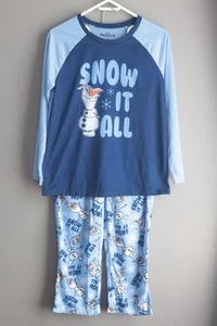 Briefly Stated Disney Frozen Movie Womens Pajamas Sz S Fleece Olaf Elsa Anna - Picture 1 of 12