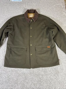 Vintage Woolrich Men’s Loden Heather Wool Coat Green Size XL Corduroy Collar - Picture 1 of 20