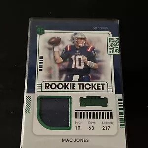 2021 Panini Contenders Rookie Ticket Mac Jones RC Jersey Patch Green Foil - Blue - Picture 1 of 2
