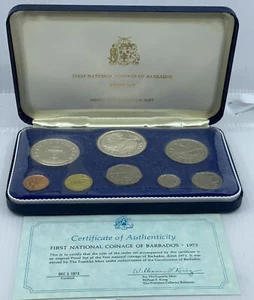 1973 BARBADOS Neptune Windmill Fountain 8 Proof Coin Set 2 are Silver i116667 - Picture 1 of 3