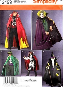 Simplicity 2499 Pattern Costume/Cape/Pants/Vest/Wizard/Pirate Size XS-S-M New - Picture 1 of 3