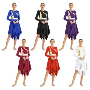 Womens Dress Performance Costume Ballet Dancewear Worship Color Block Dance - Picture 1 of 63