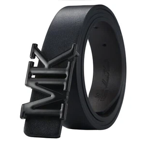 Men's Reversible Leather Dress Belt 1.3" Wide Rotated Black Buckle Belt Valen... - Picture 1 of 7